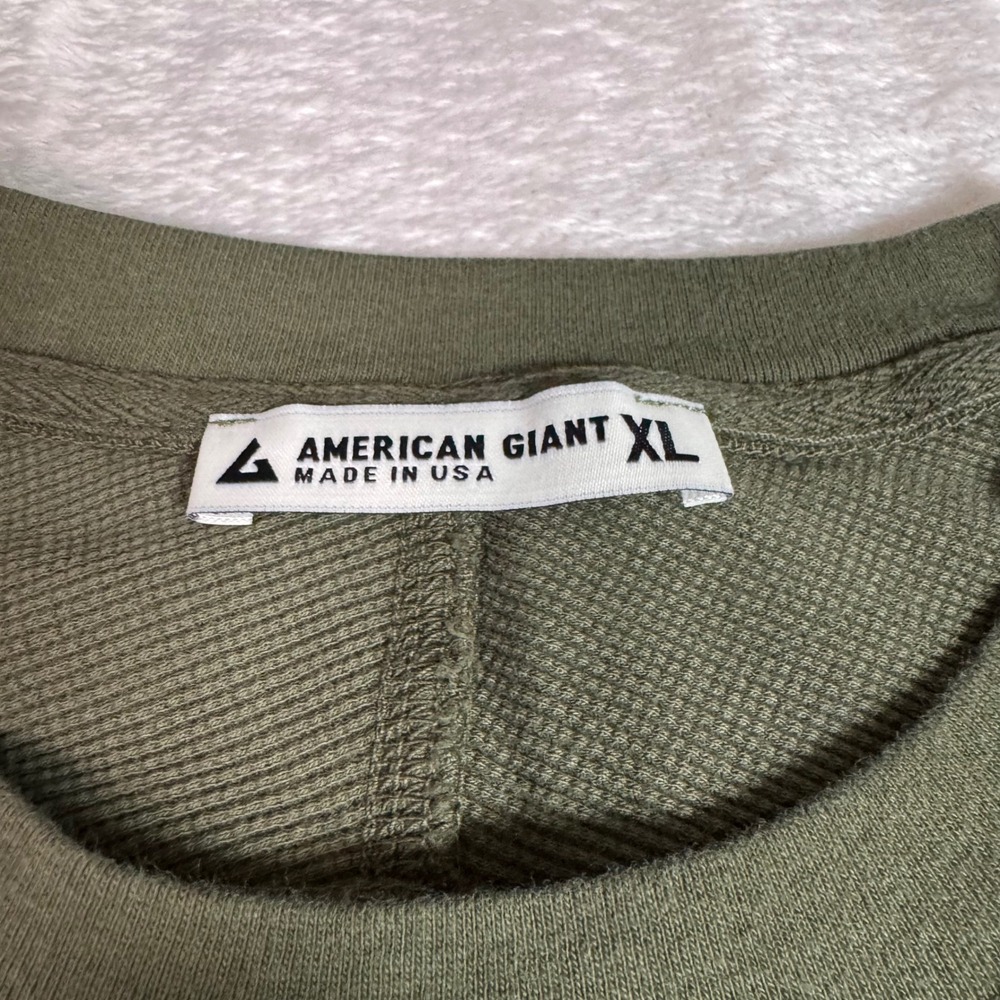 NWOT American Giant Mens Thermal Long Sleeve Crew Tee XL Green Made in USA - Picture 5 of 12